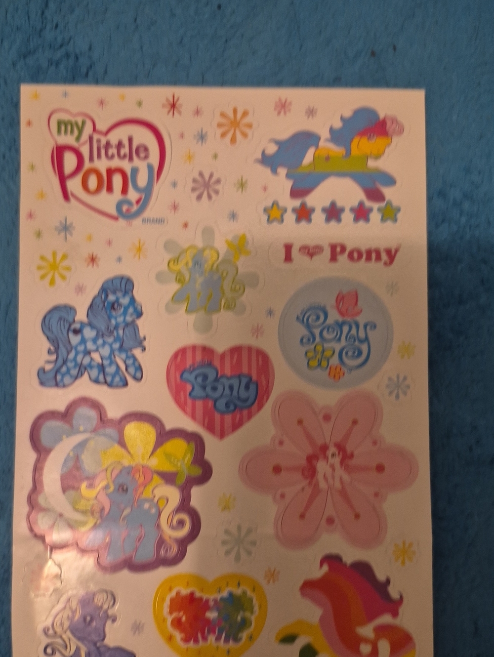 My Little Pony Sticker Sheet - Pink, Blue & Yellow Pony Designs